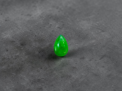 Certified MADE IN JAPAN 1.792 cts. Bright Vivid Imperial Green Burmese A-Jadeite Pear Cabochon Loose Stone LS46
