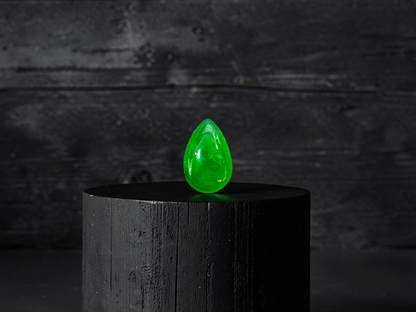 Certified MADE IN JAPAN 1.792 cts. Bright Vivid Imperial Green Burmese A-Jadeite Pear Cabochon Loose Stone LS46