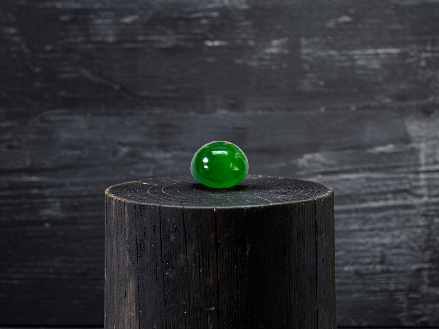 Certified MADE IN JAPAN 0.96 cts. Bright Vivid Imperial Green Burmese A-Jadeite Round Cabochon Loose Stone LS47