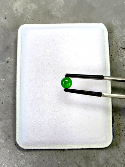 Certified MADE IN JAPAN 0.96 cts. Bright Vivid Imperial Green Burmese A-Jadeite Round Cabochon Loose Stone LS47