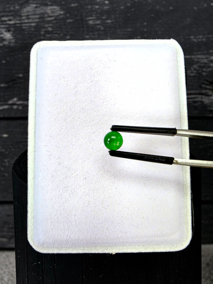Certified MADE IN JAPAN 0.96 cts. Bright Vivid Imperial Green Burmese A-Jadeite Round Cabochon Loose Stone LS47