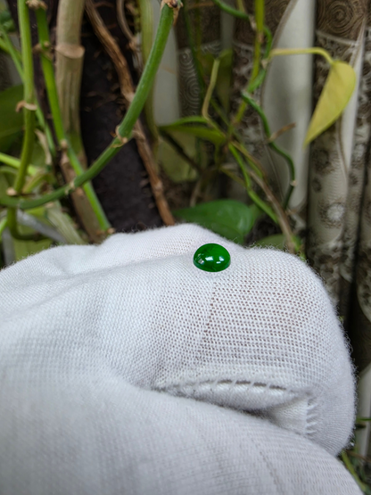 Certified MADE IN JAPAN 0.96 cts. Bright Vivid Imperial Green Burmese A-Jadeite Round Cabochon Loose Stone LS47