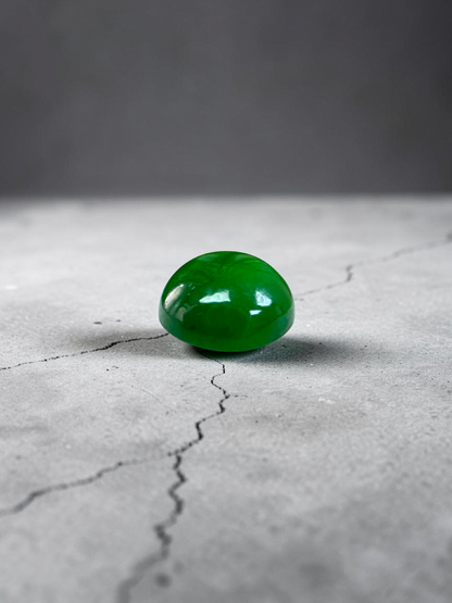 Certified MADE IN JAPAN 0.96 cts. Bright Vivid Imperial Green Burmese A-Jadeite Round Cabochon Loose Stone LS47