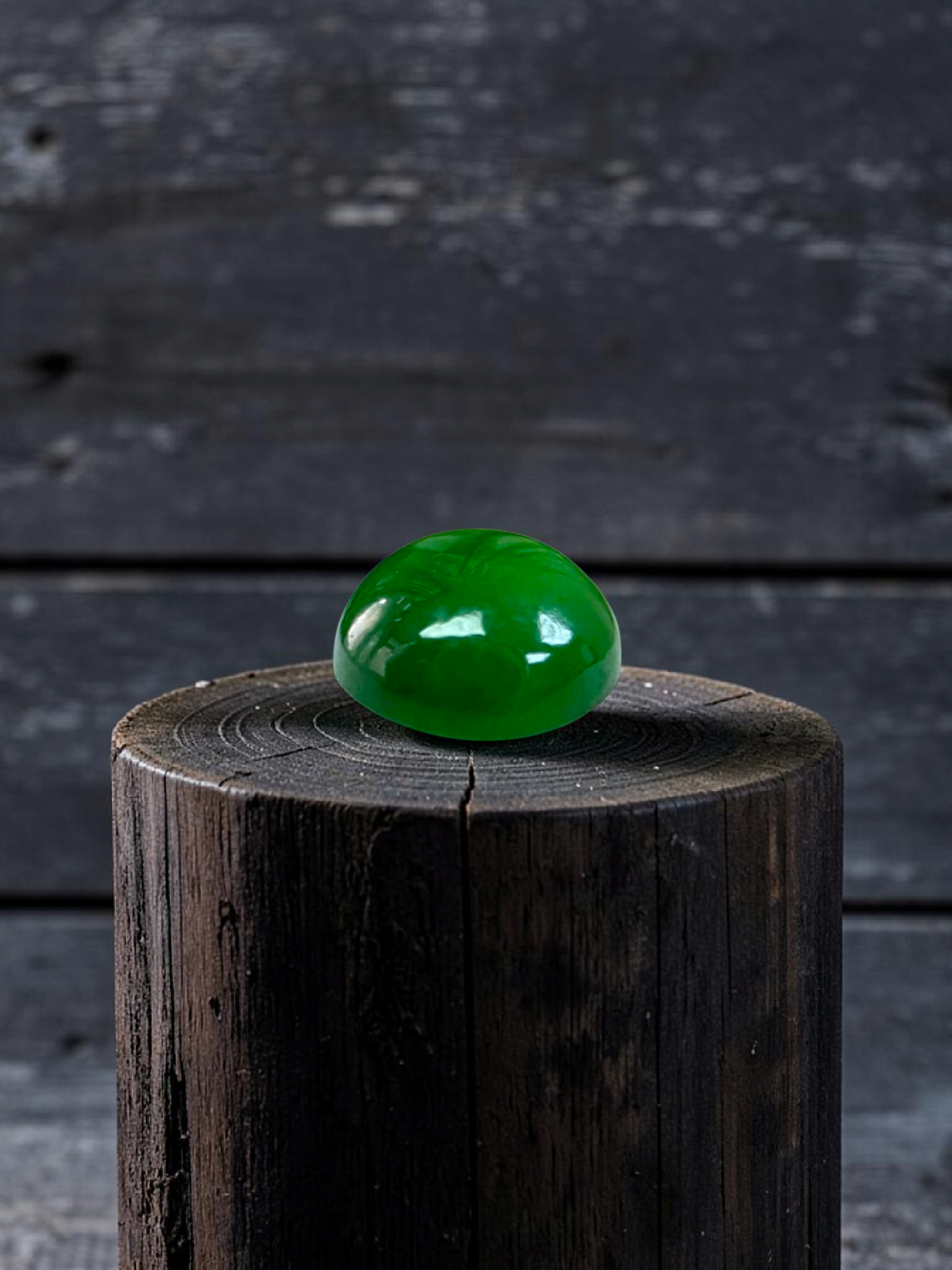 Certified MADE IN JAPAN 0.96 cts. Bright Vivid Imperial Green Burmese A-Jadeite Round Cabochon Loose Stone LS47