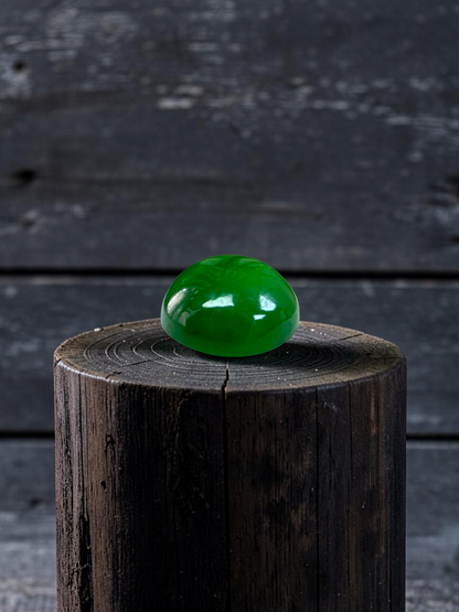 Certified MADE IN JAPAN 0.96 cts. Bright Vivid Imperial Green Burmese A-Jadeite Round Cabochon Loose Stone LS47