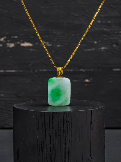 Miyoshi Locket Burmese A-Jadeite Charm Pendant (with 18K Yellow Gold)- Certified