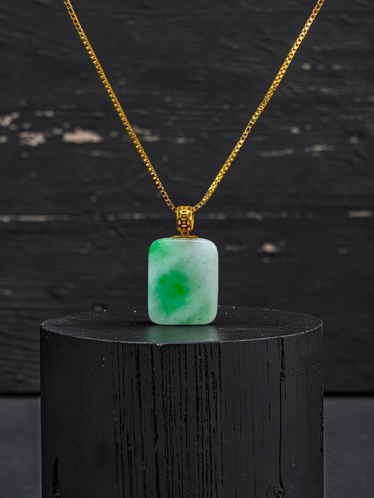 Miyoshi Locket Burmese A-Jadeite Charm Pendant (with 18K Yellow Gold)- Certified