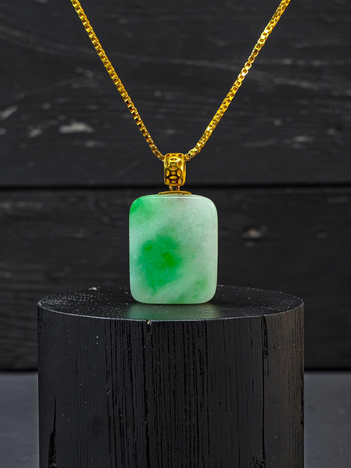 Miyoshi Locket Burmese A-Jadeite Charm Pendant (with 18K Yellow Gold)- Certified