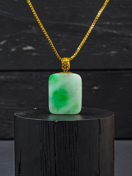 Miyoshi Locket Burmese A-Jadeite Charm Pendant (with 18K Yellow Gold)- Certified