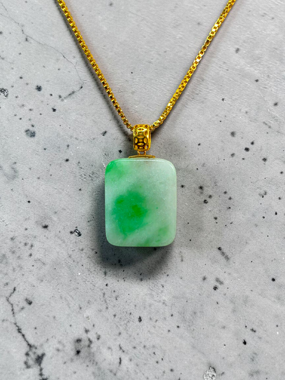 Miyoshi Locket Burmese A-Jadeite Charm Pendant (with 18K Yellow Gold)- Certified