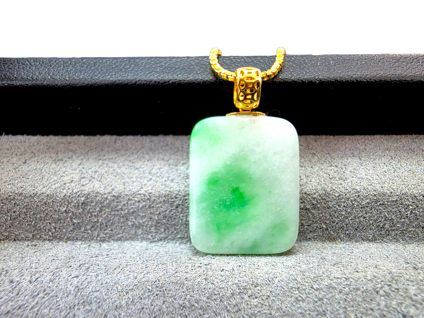 Miyoshi Locket Burmese A-Jadeite Charm Pendant (with 18K Yellow Gold)- Certified
