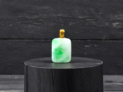 Miyoshi Locket Burmese A-Jadeite Charm Pendant (with 18K Yellow Gold)- Certified