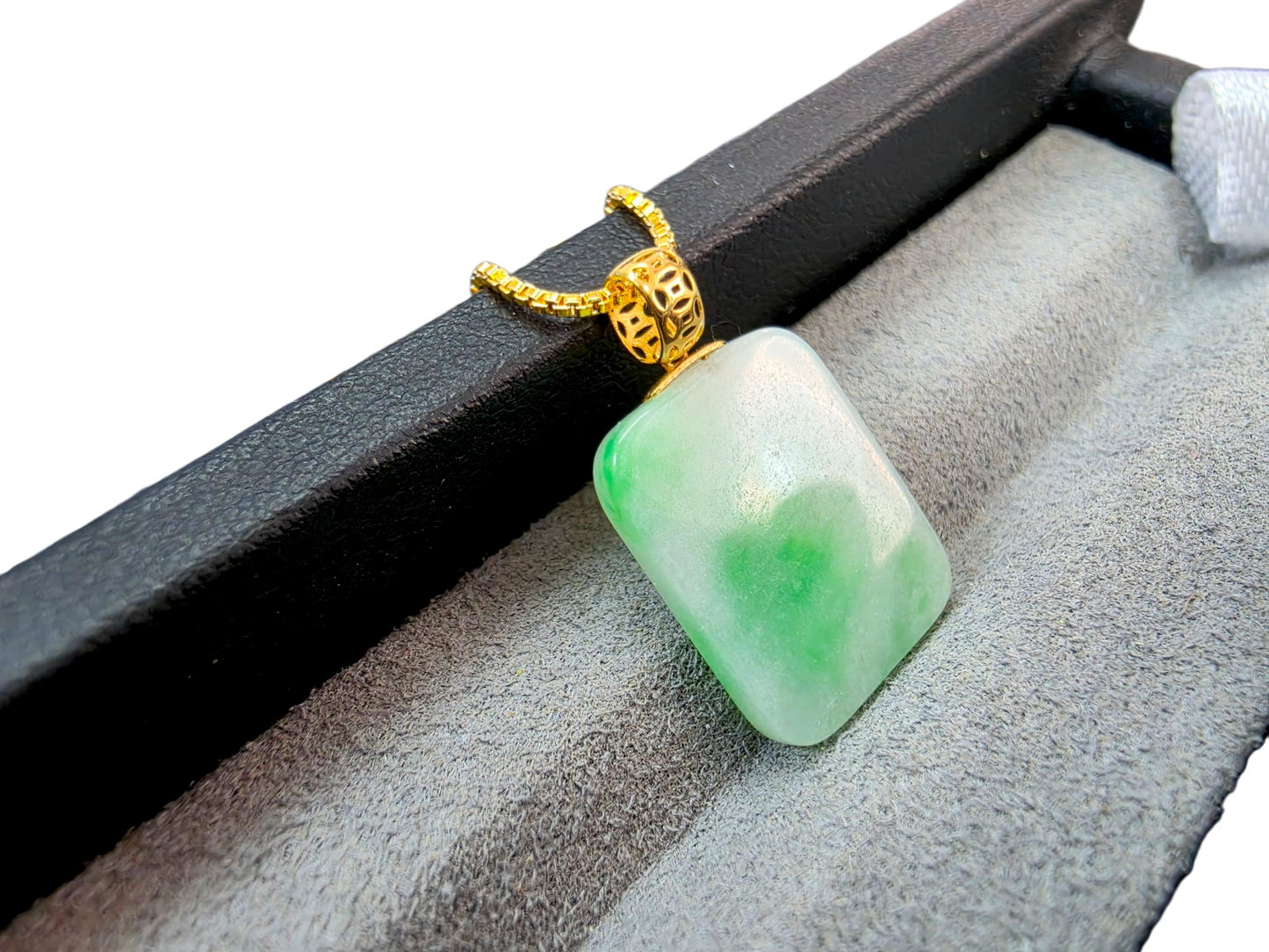 Miyoshi Locket Burmese A-Jadeite Charm Pendant (with 18K Yellow Gold)- Certified