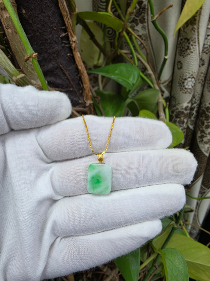 Miyoshi Locket Burmese A-Jadeite Charm Pendant (with 18K Yellow Gold)- Certified