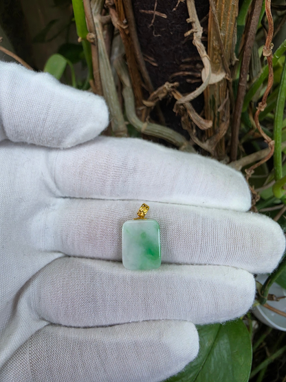 Miyoshi Locket Burmese A-Jadeite Charm Pendant (with 18K Yellow Gold)- Certified