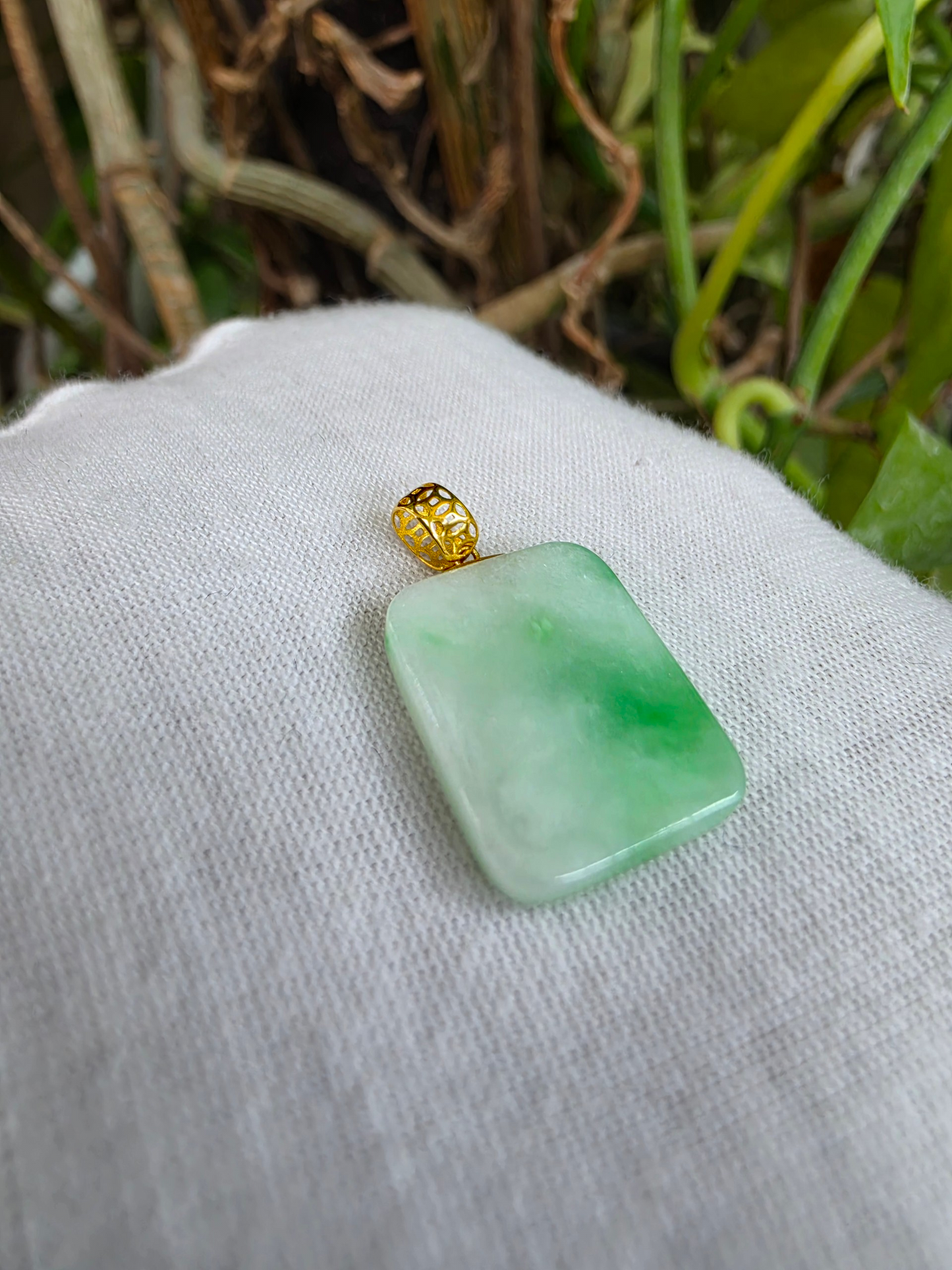 Miyoshi Locket Burmese A-Jadeite Charm Pendant (with 18K Yellow Gold)- Certified