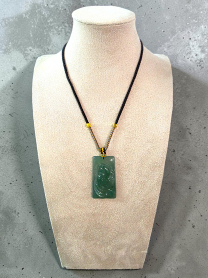 Iwakura Carved Horse Icy Blue Green Burmese A-Jadeite Pendant - Certified