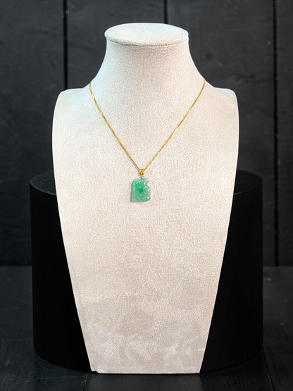 Takahama Prancing Horse Burmese A-Jadeite Charm Pendant (with 18K Yellow Gold)- Certified