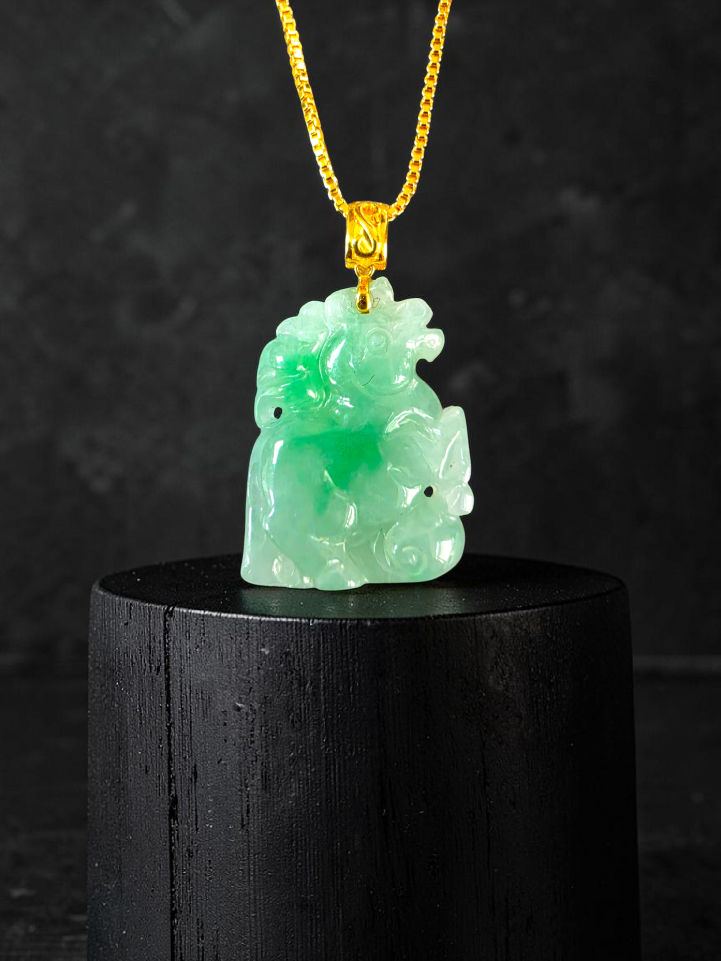 Takahama Prancing Horse Burmese A-Jadeite Charm Pendant (with 18K Yellow Gold)- Certified