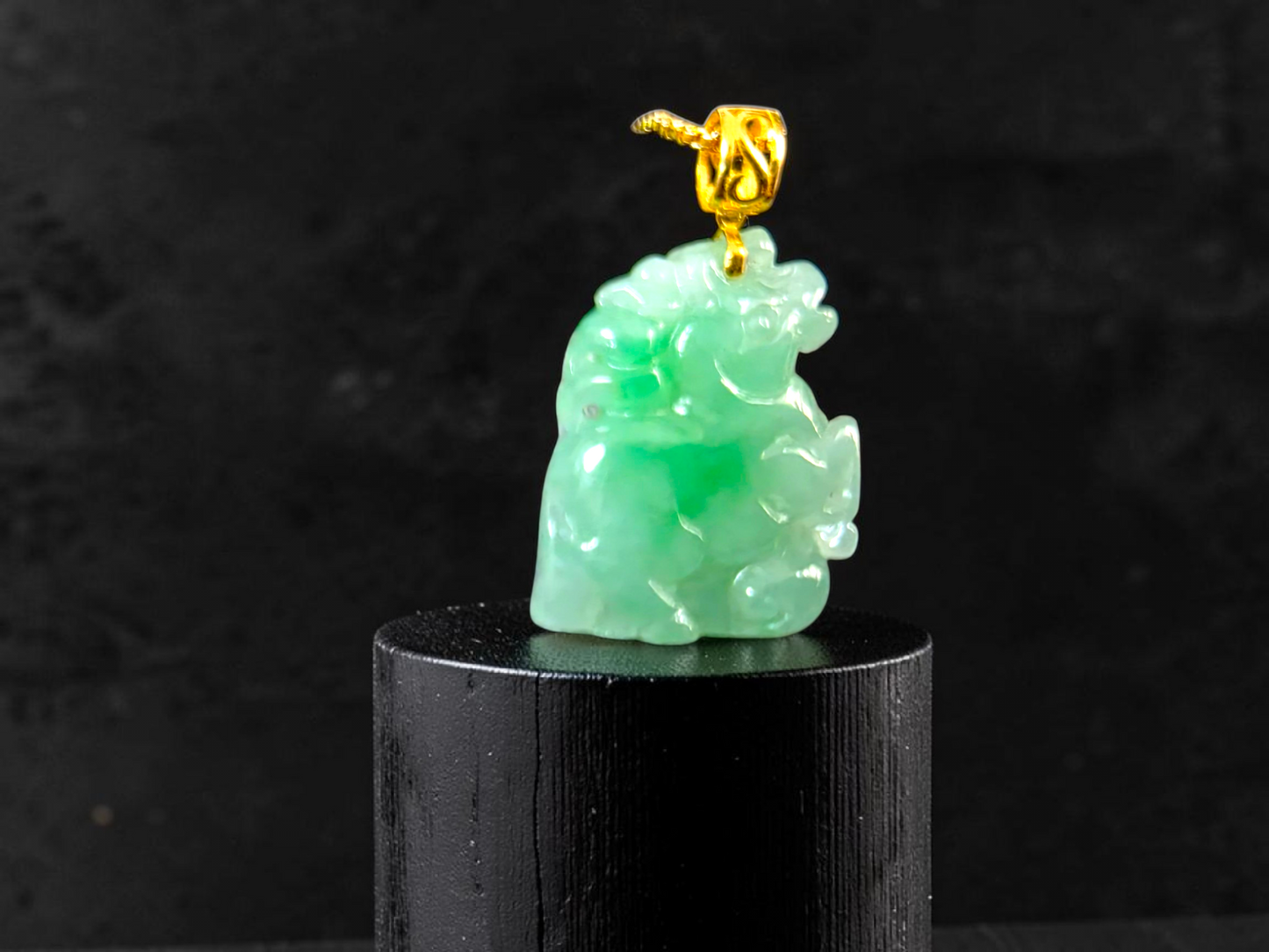 Takahama Prancing Horse Burmese A-Jadeite Charm Pendant (with 18K Yellow Gold)- Certified