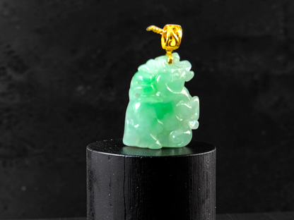 Takahama Prancing Horse Burmese A-Jadeite Charm Pendant (with 18K Yellow Gold)- Certified