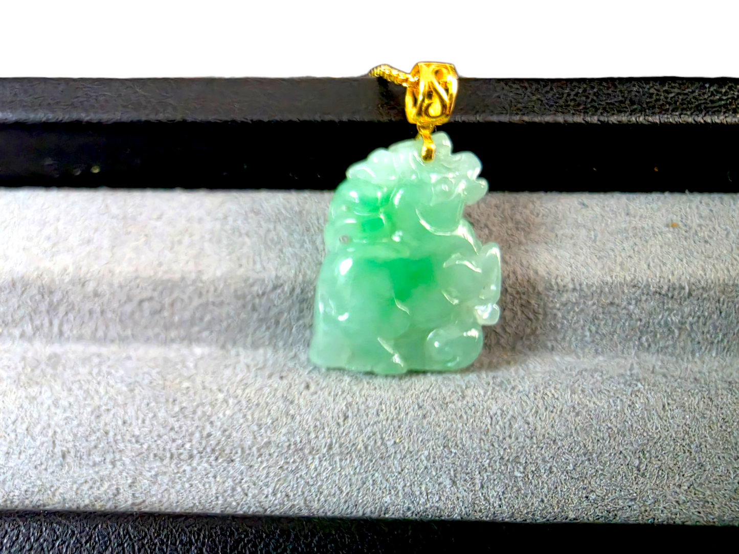 Takahama Prancing Horse Burmese A-Jadeite Charm Pendant (with 18K Yellow Gold)- Certified