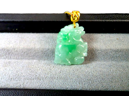 Takahama Prancing Horse Burmese A-Jadeite Charm Pendant (with 18K Yellow Gold)- Certified
