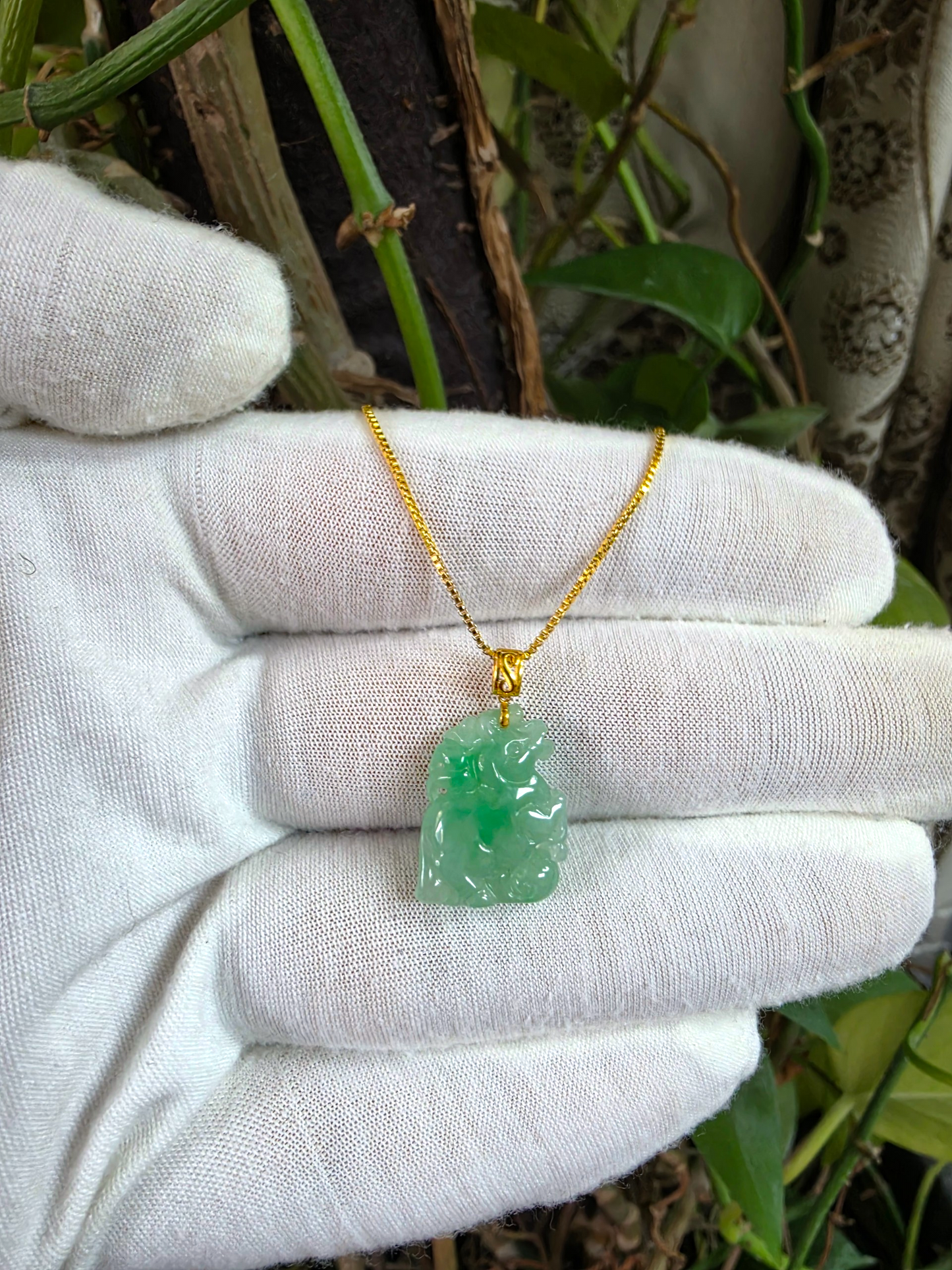 Takahama Prancing Horse Burmese A-Jadeite Charm Pendant (with 18K Yellow Gold)- Certified