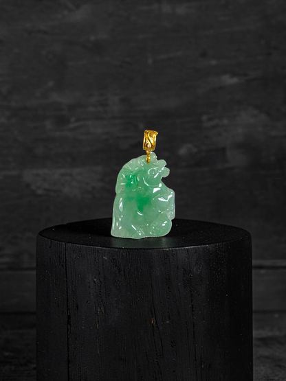 Takahama Prancing Horse Burmese A-Jadeite Charm Pendant (with 18K Yellow Gold)- Certified