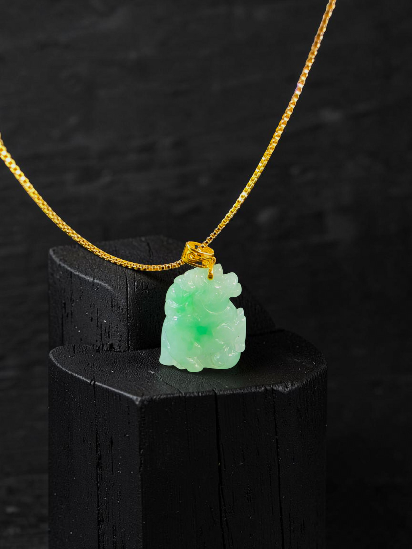 Takahama Prancing Horse Burmese A-Jadeite Charm Pendant (with 18K Yellow Gold)- Certified