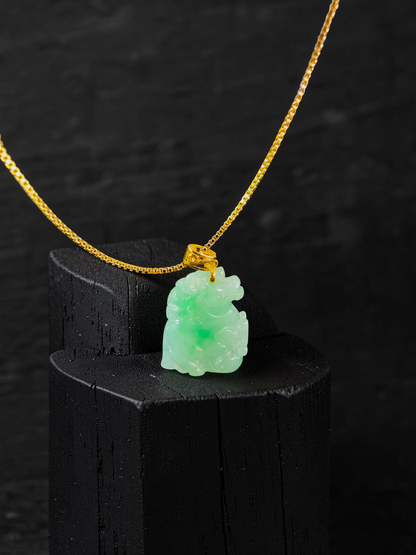 Takahama Prancing Horse Burmese A-Jadeite Charm Pendant (with 18K Yellow Gold)- Certified