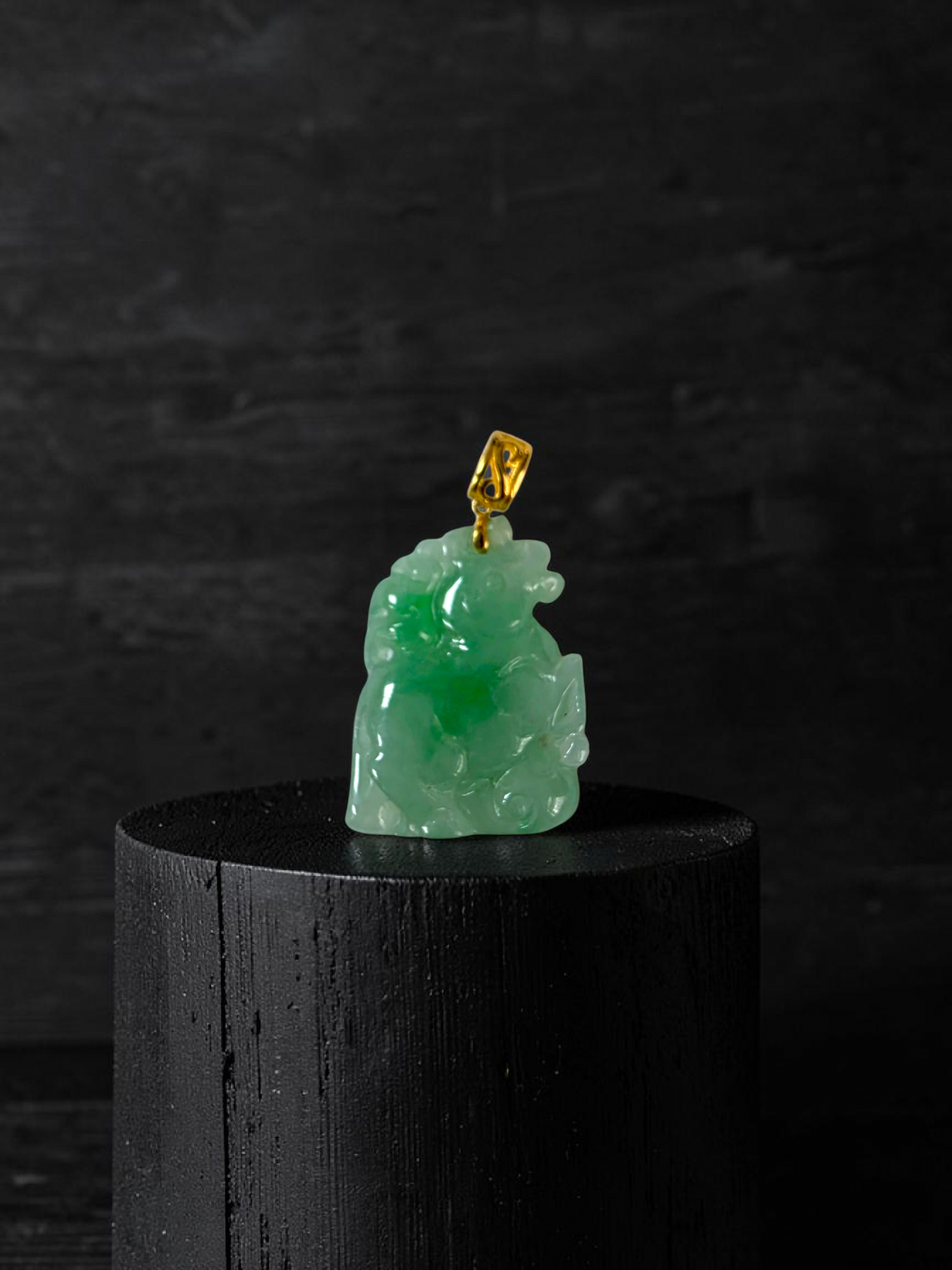 Takahama Prancing Horse Burmese A-Jadeite Charm Pendant (with 18K Yellow Gold)- Certified