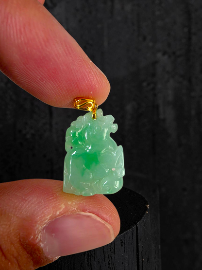 Takahama Prancing Horse Burmese A-Jadeite Charm Pendant (with 18K Yellow Gold)- Certified