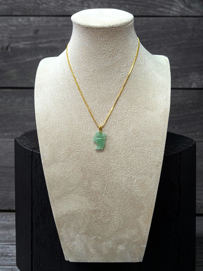 Ama Prancing Horse Burmese A-Jadeite Charm Pendant (with 18K Yellow Gold)- Certified
