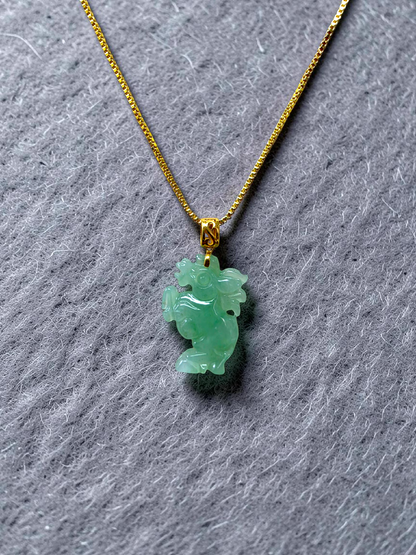Ama Prancing Horse Burmese A-Jadeite Charm Pendant (with 18K Yellow Gold)- Certified
