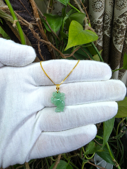 Ama Prancing Horse Burmese A-Jadeite Charm Pendant (with 18K Yellow Gold)- Certified