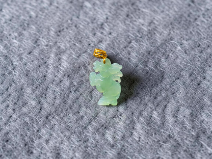 Ama Prancing Horse Burmese A-Jadeite Charm Pendant (with 18K Yellow Gold)- Certified
