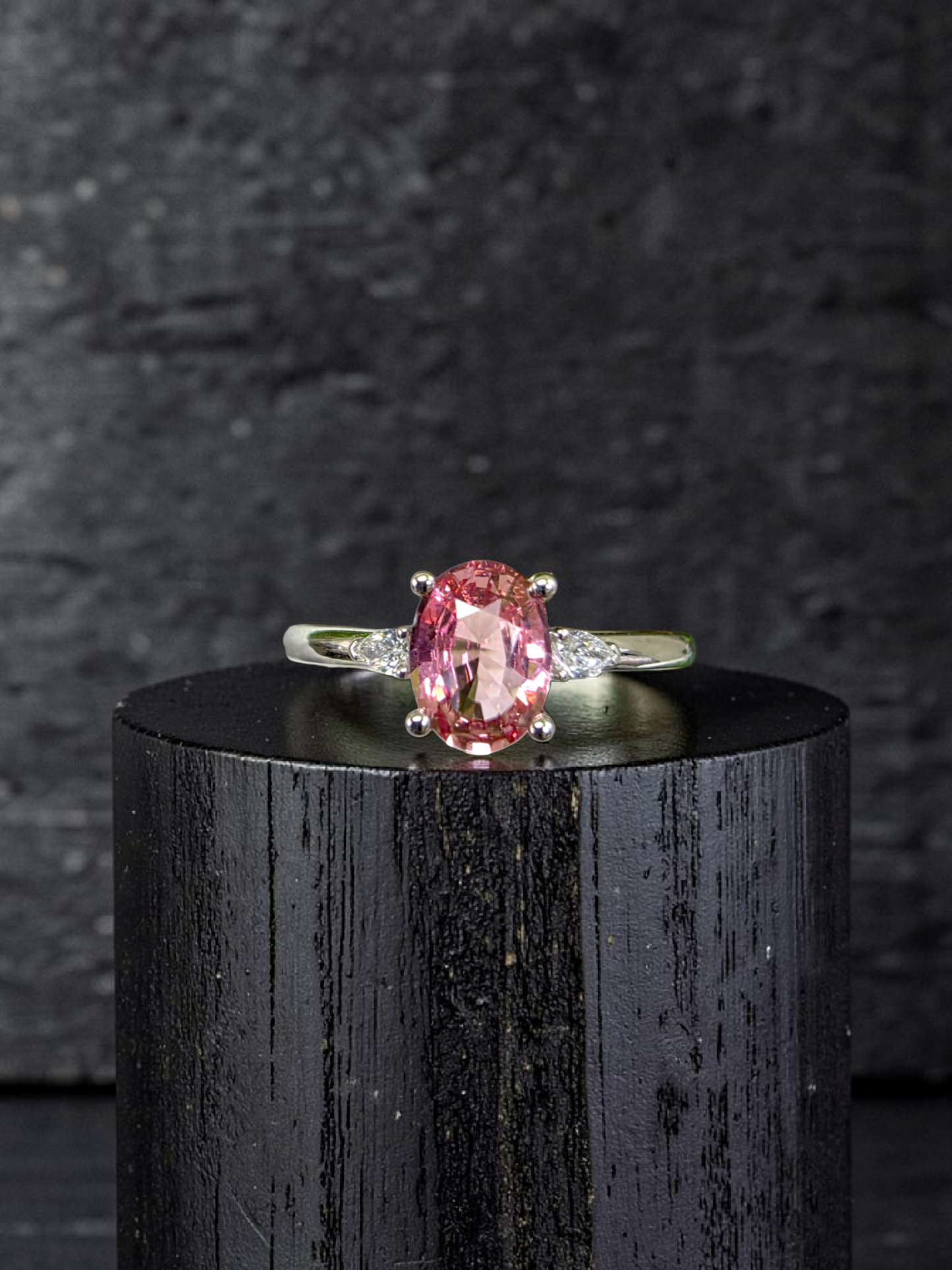 Yuzawa 1.02 cts. No Heat Natural Padparadscha Sapphire Ring (with 18K White Gold and Natural White Diamonds) Size US 8  - R21