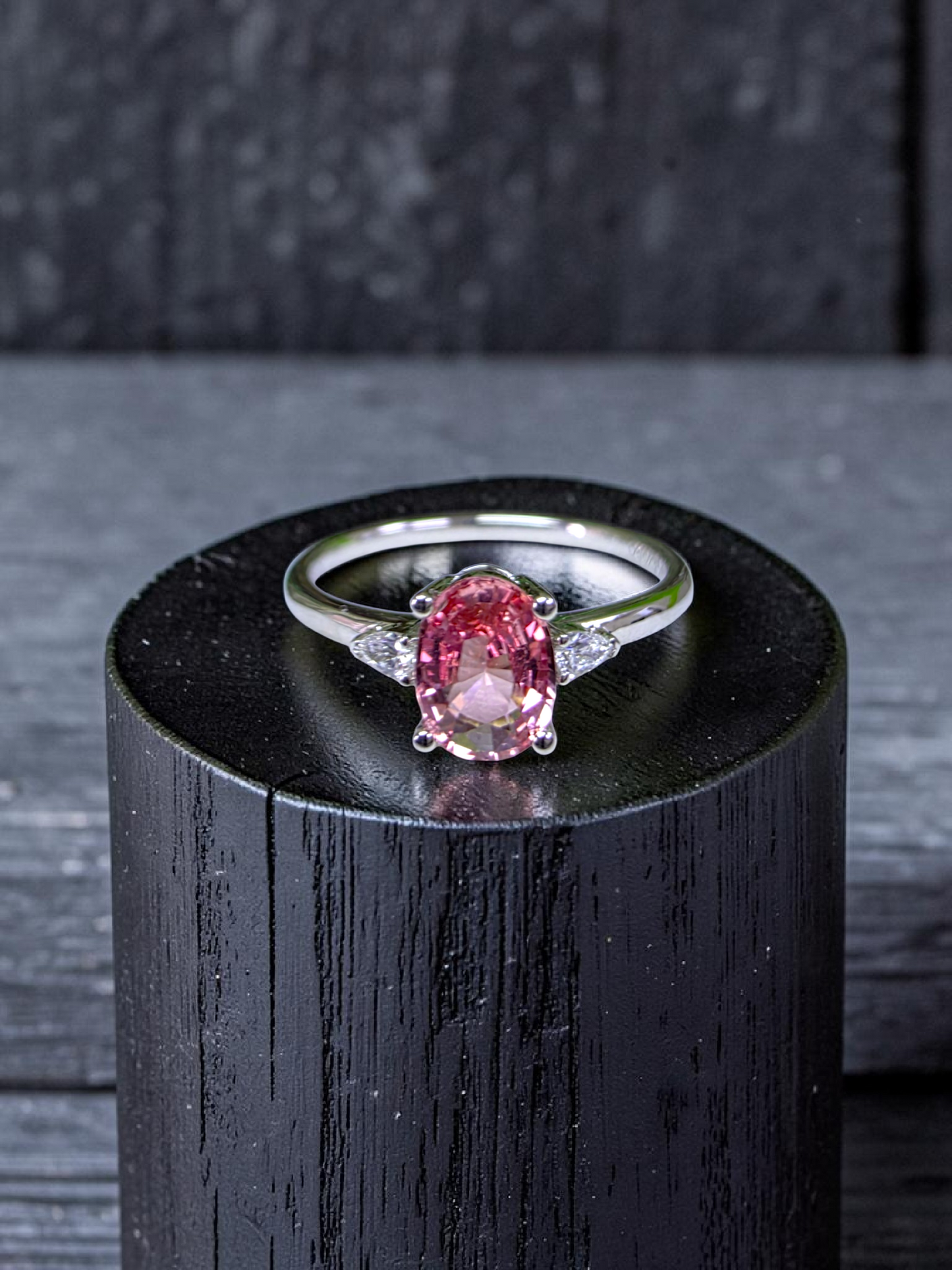 Yuzawa 1.02 cts. No Heat Natural Padparadscha Sapphire Ring (with 18K White Gold and Natural White Diamonds) Size US 8  - R21