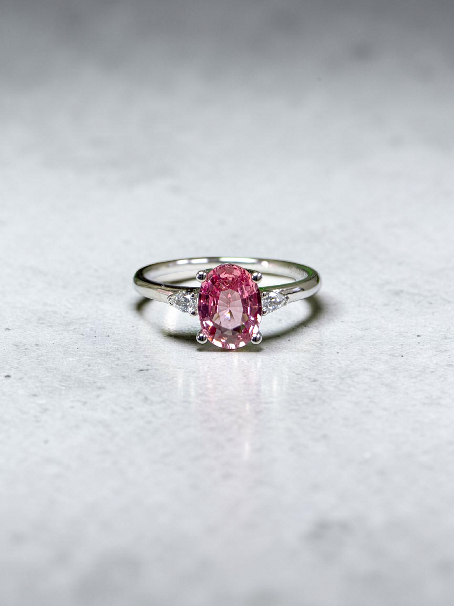 Yuzawa 1.02 cts. No Heat Natural Padparadscha Sapphire Ring (with 18K White Gold and Natural White Diamonds) Size US 8  - R21