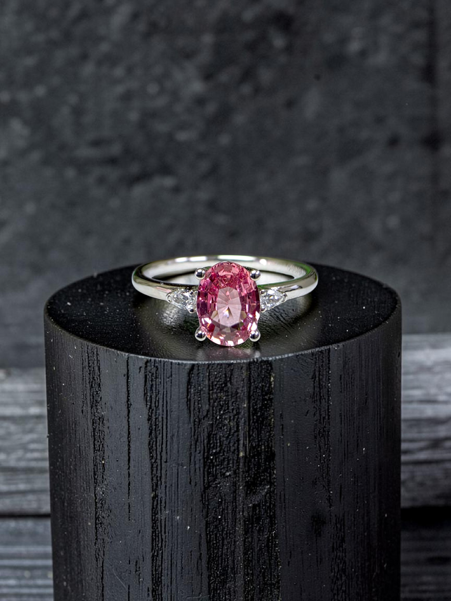 Yuzawa 1.02 cts. No Heat Natural Padparadscha Sapphire Ring (with 18K White Gold and Natural White Diamonds) Size US 8  - R21