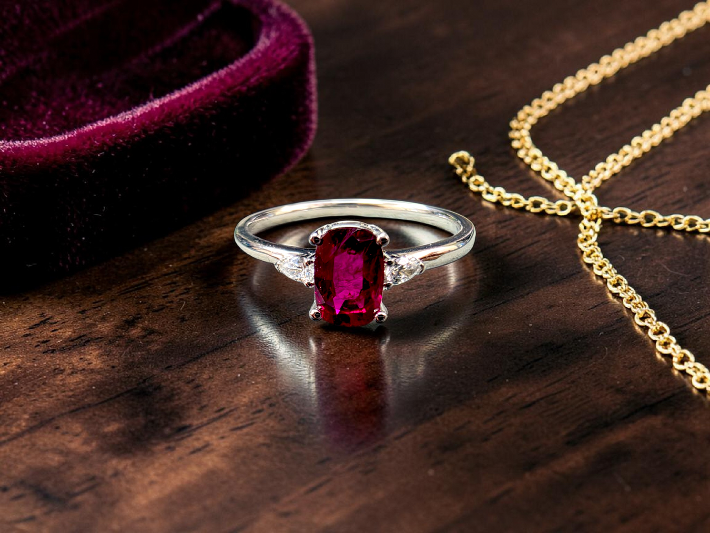 Tahara 1.00 cts. Natural Pigeons Blood Vivid Red Ruby Ring (with 18K White Gold and Natural White Diamonds) Size US 8  - R22
