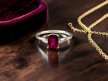 Tahara 1.00 cts. Natural Pigeons Blood Vivid Red Ruby Ring (with 18K White Gold and Natural White Diamonds) Size US 8  - R22