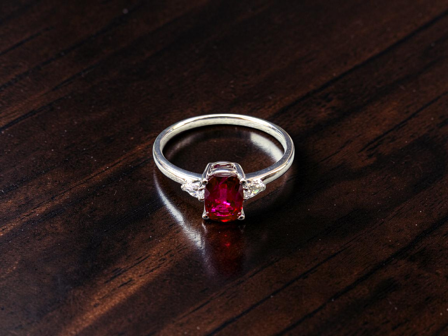 Tahara 1.00 cts. Natural Pigeons Blood Vivid Red Ruby Ring (with 18K White Gold and Natural White Diamonds) Size US 8  - R22