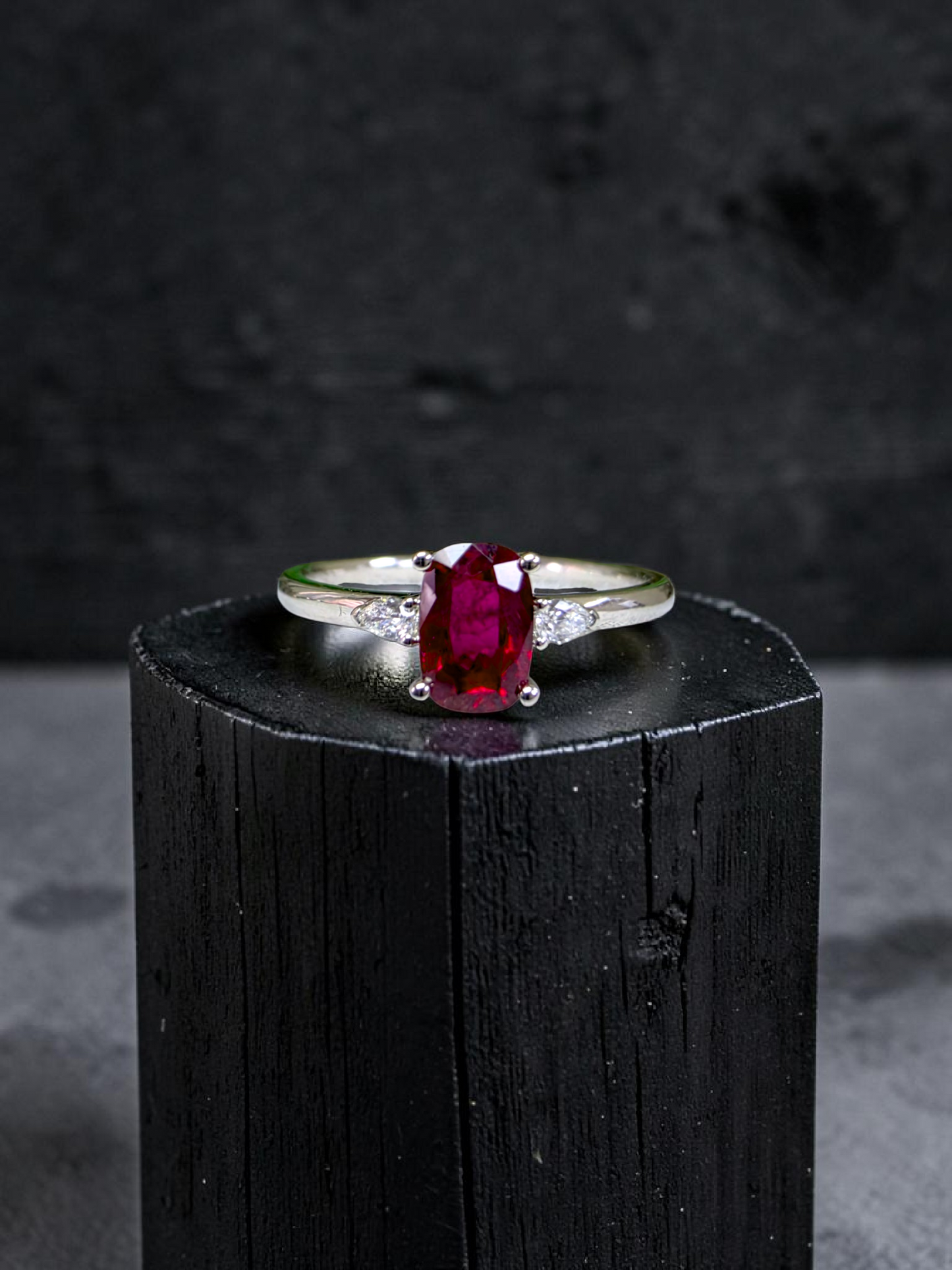 Tahara 1.00 cts. Natural Pigeons Blood Vivid Red Ruby Ring (with 18K White Gold and Natural White Diamonds) Size US 8  - R22