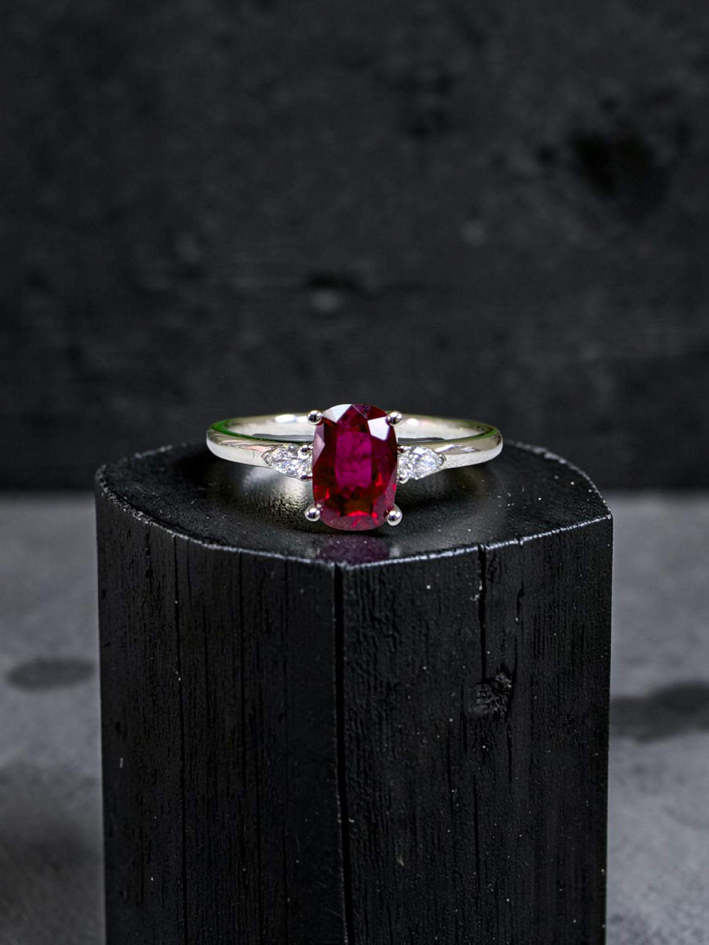 Tahara 1.00 cts. Natural Pigeons Blood Vivid Red Ruby Ring (with 18K White Gold and Natural White Diamonds) Size US 8  - R22