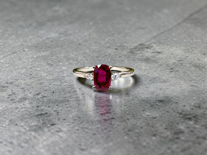 Tahara 1.00 cts. Natural Pigeons Blood Vivid Red Ruby Ring (with 18K White Gold and Natural White Diamonds) Size US 8  - R22