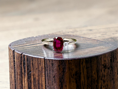 Tahara 1.00 cts. Natural Pigeons Blood Vivid Red Ruby Ring (with 18K White Gold and Natural White Diamonds) Size US 8  - R22