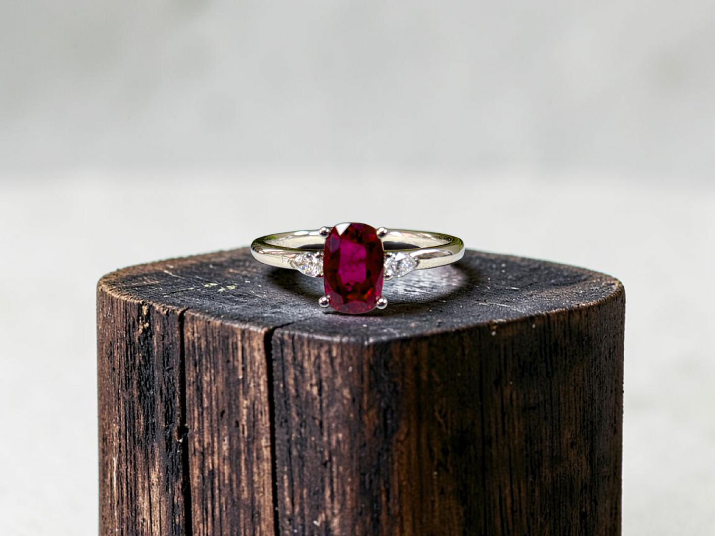 Tahara 1.00 cts. Natural Pigeons Blood Vivid Red Ruby Ring (with 18K White Gold and Natural White Diamonds) Size US 8  - R22