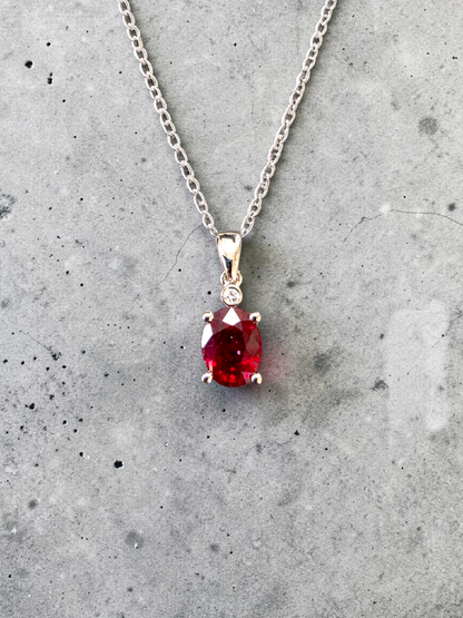 Semboku 1.00 cts. Natural Pigeons Blood Vivid Red Ruby Drop Pendant (with 18K White Gold and Natural White Diamonds)